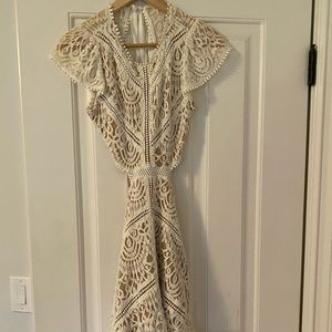 Cute out white lace mini dress